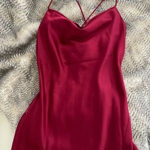 Wine red slit dress